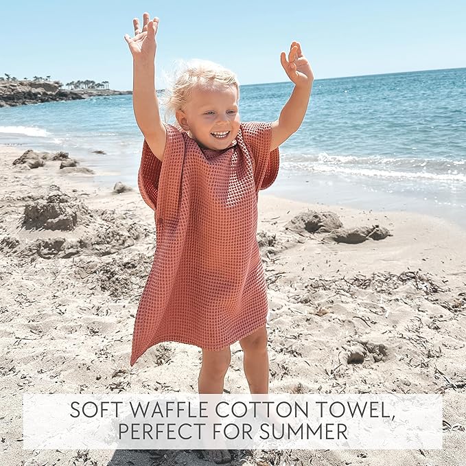 ZICOTO Soft Hooded Beach Towel for Kids - Cute Towel for Babies and Toddler Made of Waffle Cotton - Perfect Lightweight and Absorbent for Bath, Beach, Pool