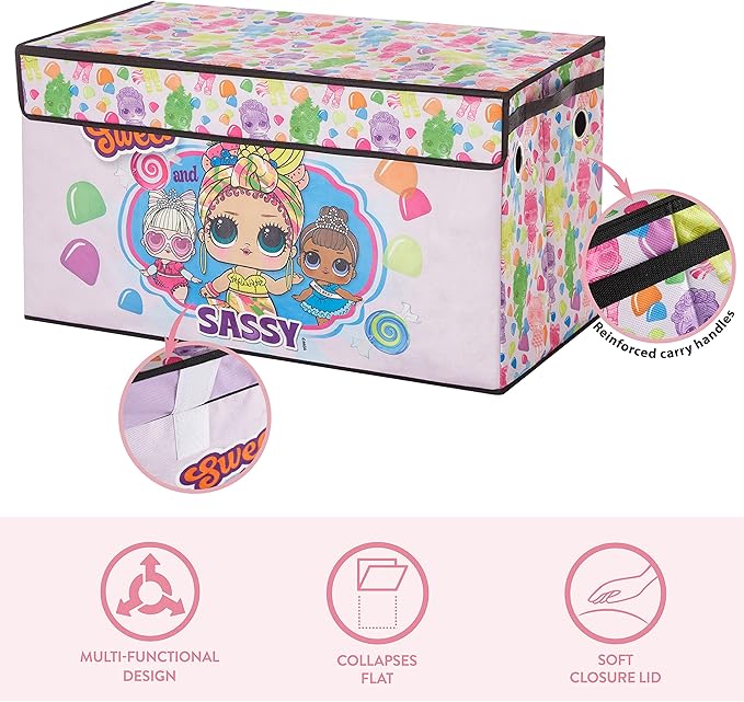 LOL Surprise Collapsible Children?™s Storage Trunk - Durable with Soft Lid, 28.5"x14.5"x16", Fun and Spacious Organizer for Kids