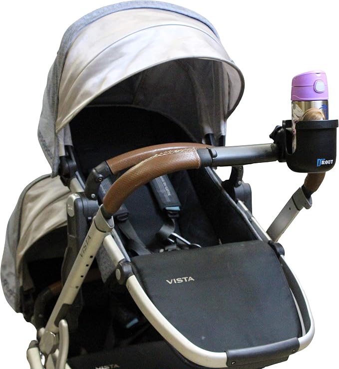 W4W Universal Stroller Cup Holder – Mega Strength Adjustable Clamp fits on Any Bike, Walker, Wheel Chair, Car – Large Adjustable Drink Holder fits Any Size Cup, Water Bottle, Can etc. (Pack of 2)