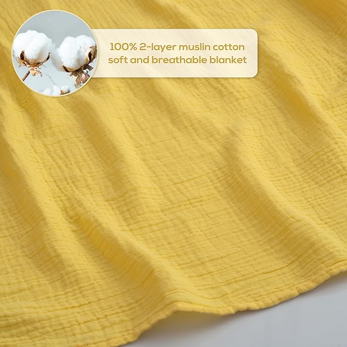 Muslin Swaddle Baby Blanket for Boys and Girls, 100% Cotton, Swaddles for Newborns, 47"x47", Soft Breathable Skin Friendly Warm ??Pack of 2