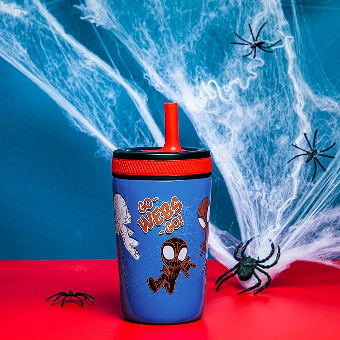 Zak Designs Marvel Spider-Man Kelso Toddler Cups For Travel or At Home, 12oz Vacuum Insulated Stainless Steel Sippy Cup With Leak-Proof Design is Perfect For Kids (Spidey and His Amazing Friends)