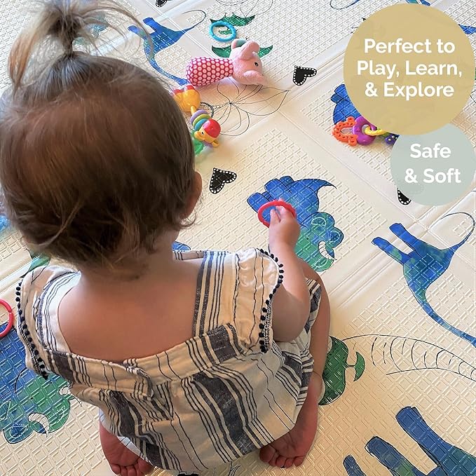 JumpOff Jo Foldable Foam Play Mat ??Large Waterproof Baby & Toddler Activity Floor Mat, Double-Sided 70 x 59 Inch Play Surface
