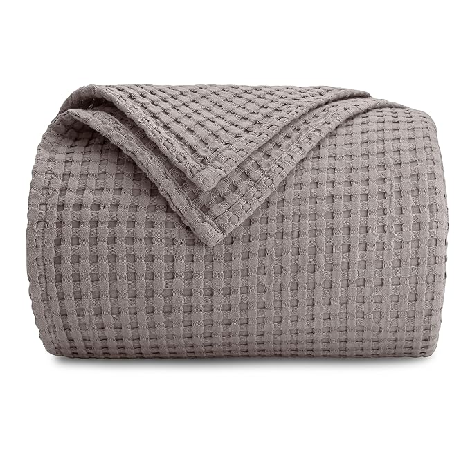 Comfy Cubs Waffle Blanket King, 108" x 90" - 100% Cotton Lightweight Breathable Bed Blanket - Soft Textured Thermal Weave for All Seasons – Decorative Cozy Layer for Couch, Sofa, or Bed - Charcoal