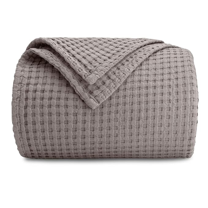 Comfy Cubs Waffle Blanket Twin, 90" x 66" - 100% Cotton Lightweight Breathable Bed Blanket - Soft Textured Thermal Weave for All Seasons – Decorative Cozy Layer for Couch, Sofa, or Bed - Charcoal