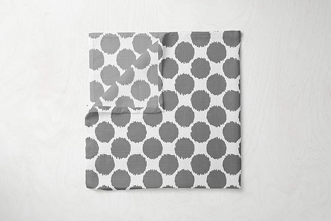 Bacati - 4 Pack Ikat Baby Swaddle Blanket Girls Swaddle Wrap Soft Breathable Cotton Muslin Swaddle Blankets Receiving Blanket for Girls, Large 45 x 45 inches (Dots/Leopard Pink/Grey)