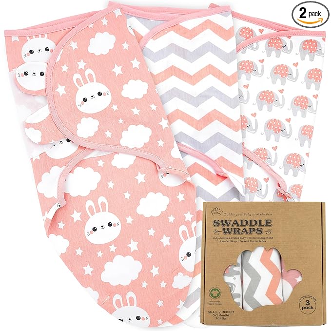 Swaddles for Newborns – 3-Pack Infant Swaddles 0-3 Months – Adjustable Swaddle Sleep Sack – Soft Cotton Baby Wrap for Safe & Cozy Sleep (Coral)