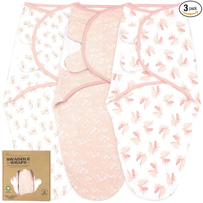 Swaddles for Newborns – 3-Pack Infant Swaddles 0-3 Months – Adjustable Newborn Swaddle Sleep Sack – Soft Organic Cotton Baby Wrap for Safe & Cozy Sleep
