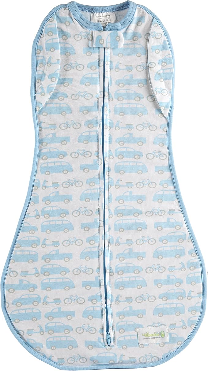 Woombie Convertible Nursery Swaddling Blanket - Swaddle Converts to Wearable Blanket for Babies Up to 3 Months - Vented (Beep Beep, 5-13 lbs)