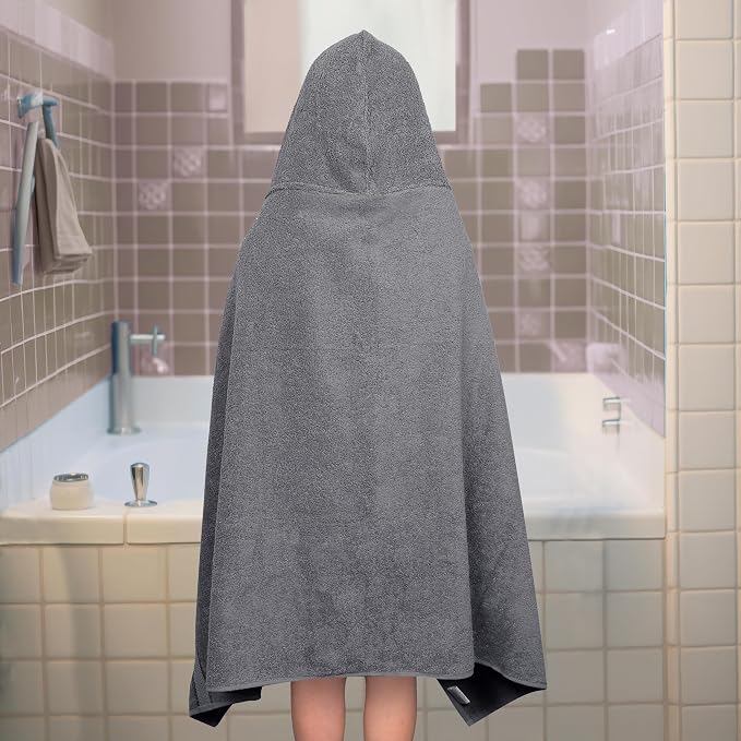 ORIGINAL KIDS Hooded Bath Towel Wrap - Ultra Soft 100% Cotton Terry Large Oversized Hooded Kids Towel - Toddler Big Kid Shower Pool Beach Towel - Absorbent Quick Dry Easy Care Gift - 30x54 - Charcoal