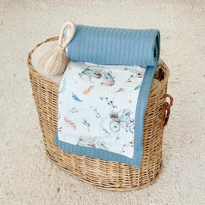 Mouliss Personalized Baby Blanket with Name ??Handmade 100% Organic Cotton Newborn Gift | Custom Knit Blanket for Boys, Girls, Kids & Baby Showers