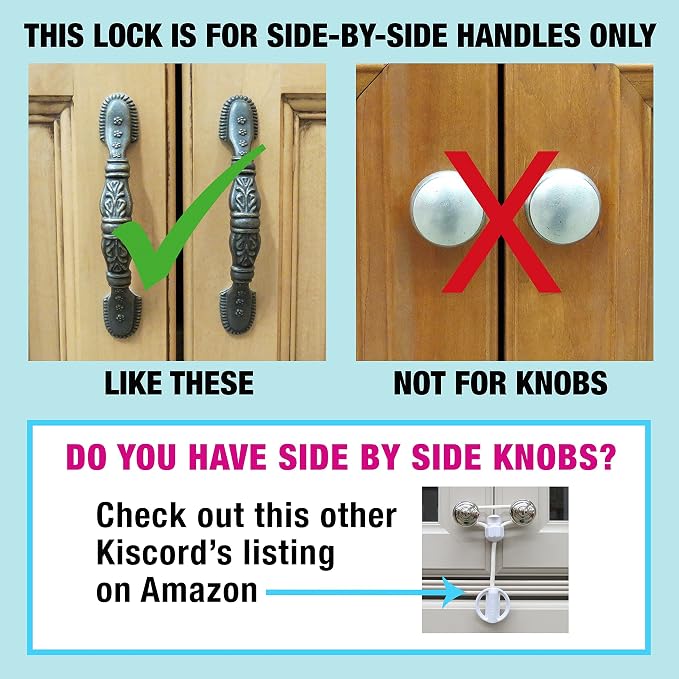 Baby Safety Cabinet Locks for Handles Child Safety Cabinet Latches for Home Safety Strap for Baby Proofing Cabinets Kitchen Door RV No Drill No Screw No Adhesive /4 Pack (White)
