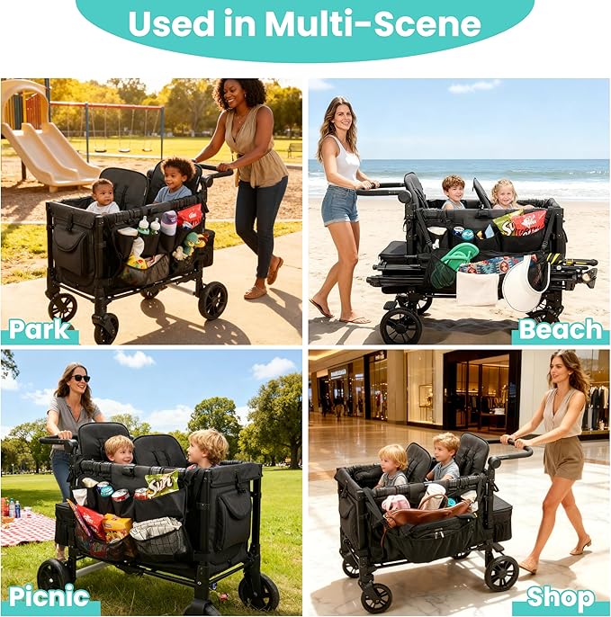 Stroller Wagon Cargo Net and Organizer, Double-Layer with Extra Storage Space, Wagon Accessories with Larger Capacity and Foldable, Compatible with WONDERFOLD Wagon W2 & W4 (1 Pack)