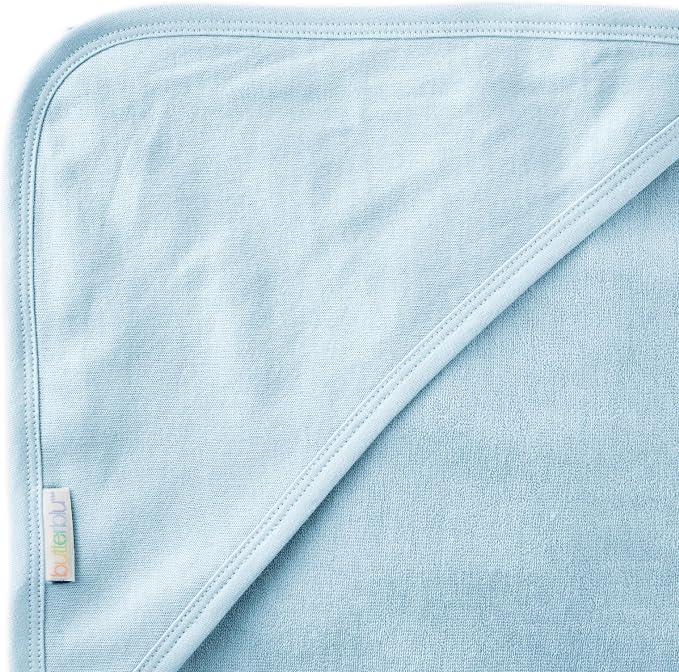 Butterblu Harper - 100% Organic Cotton Hooded Towels in Soft and Absorbent Baby Terry, 3-Pack, Blue, One Size