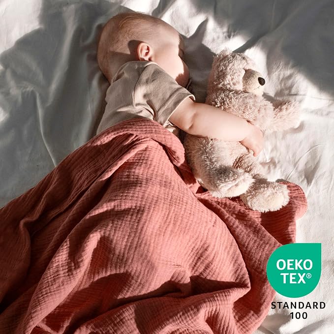 Dreamology Muslin Swaddle Blankets, Receiving Blankets for Baby Girl,Boy,2 Pack,100% Cotton Blanket,Soft & Breathable Muslin Blanket,Muslin Baby Blanket for Newborn,44 x 44 Swaddle Blanket | Rose,Pink