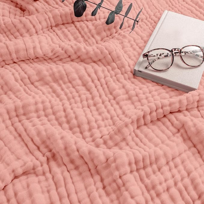 Comfy Cubs Muslin Blanket for Adults King 108" x 90" - 6 Layer Soft, Breathable & Lightweight Muslin Adult Blanket - Machine Washable & Designed in The US Bedding for All Seasons - Bold Blush