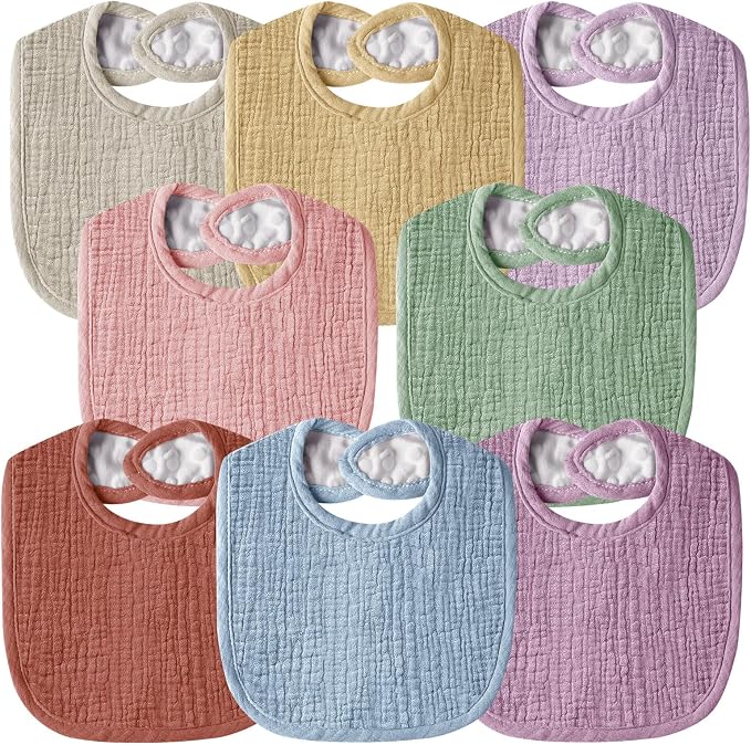Muslin Baby Bibs for Unisex Boys Girls, Cotton Drool Bibs, Adjustable Newborn Bibs for Drooling and Teething