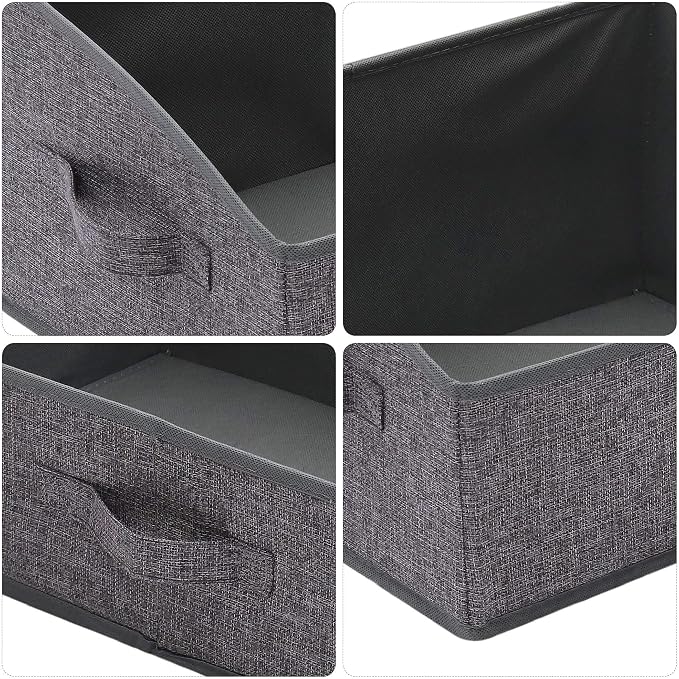 TENABORT 6 Pack Trapezoid Large Foldable Closet Storage Bins with Handle, Fabric Storage Organizer Cube Colth Containers Linen Box Shelf Baskets for Clothes Clothing Shelves Wardrobe
