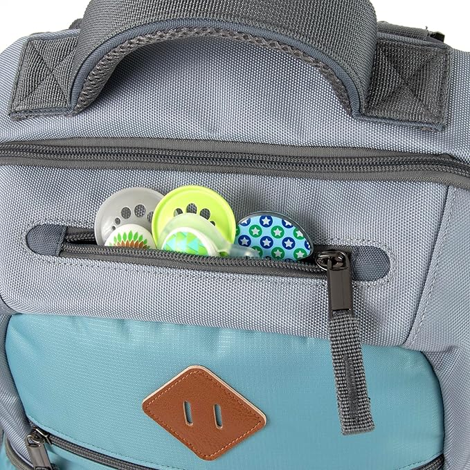 Baby Essentials Two Tone Diaper Bag Backpack with Portable Changing Pad, Stroller Straps, Insulated Bottle Pocket, 2 Pc Set (Teal)