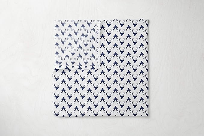 Bacati Olivia Tribal Buck/Feathers/Triangles 4 Piece Cotton Muslin Swaddling Blankets, Navy