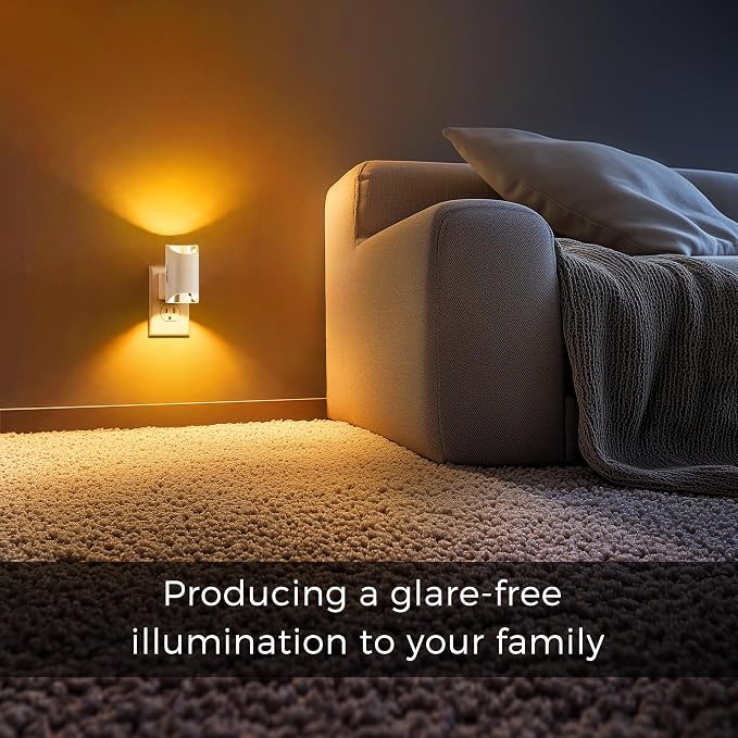 L LOHAS LED Night Lights Plug into Wall, Dimmable Night Light 0-100LM, Dusk to Dawn Sensor, Soft White 2000K, Plug in Nightlights for Hallway Bedroom Stairway, 2 Pack