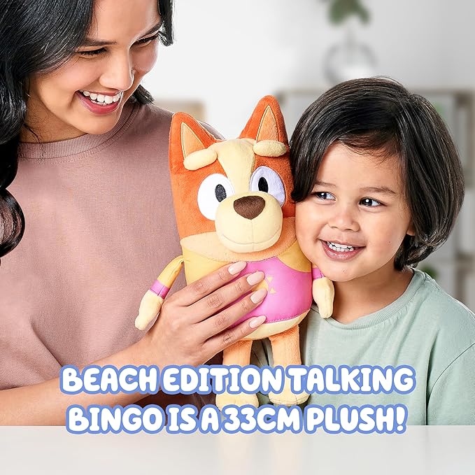 Bluey Sound Effects Talking Beach Bingo Plush, 13??Soft Musical Toys, Stuff Toys with 9 Different Phrases, Singing Plushies for Kids