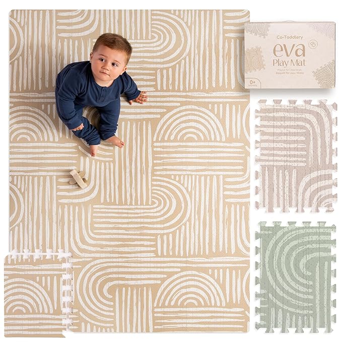 Baby Play Mat ??Premium Foam Playmat for Babies & Toddlers, 67" x 48", Neutral Modern Look, Easy-Clean & Non-Toxic, Decor-Friendly Baby Floor Play Mat for Any Room. Co-Toddlery