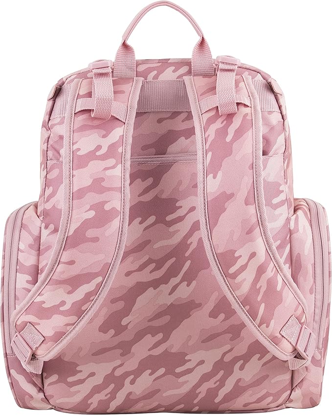 BODHI Baby Tech Top Loader Diaper Bag Backpack with removable changing pad, Unisex, for Moms and Dads - Pink Camo