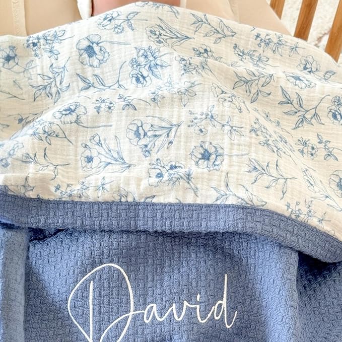 Mouliss Personalized Baby Blanket with Name ??Handmade 100% Organic Cotton Newborn Gift | Custom Knit Blanket for Boys, Girls, Kids & Baby Showers
