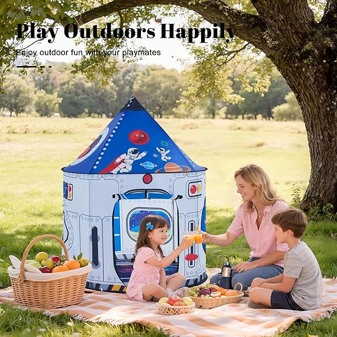Hallo Deer Kids Play Tent, Astronaut Spaceship Space Pop Up Tent Kids, Foldable Castle Kid Tent Indoor Outdoor Fun & Imagination, Toddler Tents Indoor Gifts for Baby Boys Girls