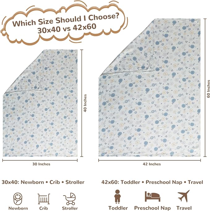 NTBAY Muslin Baby Swaddle Blanket, 2-Layer, 30x40 Lightweight Receiving Blanket for Newborns and Infants, Crib Stroller Travel Use, Rustic Bloom