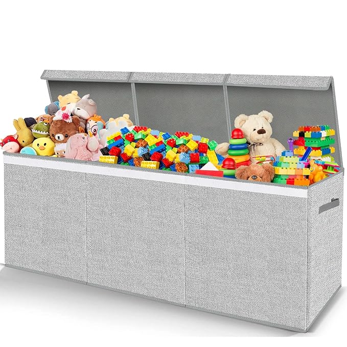 Pantryily Extra Large Toy Box for Girls Boys - Collapsible Kids Toy Chest Boxes Organizers and Storage for Livingroom,Playroom,Closet 35.8"x12.6"x16"(Grey)