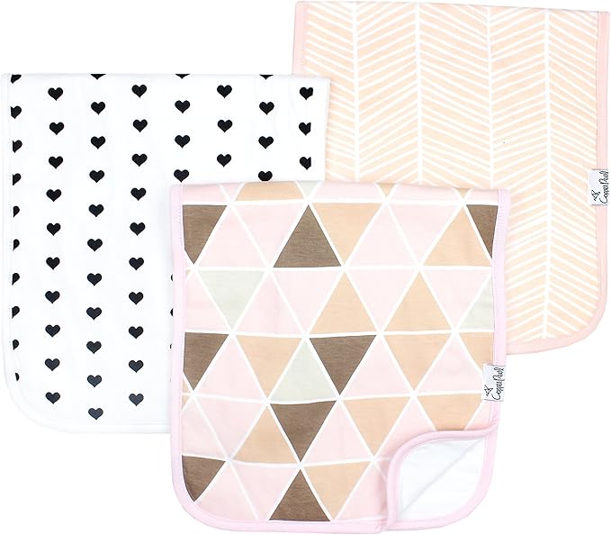 Copper Pearl Premium Baby Burp Cloths - 3-Pack Large Cotton Burp Cloths, Extra Soft Spit Up Rags with 3 Absorbent Layers, Perfect for Baby Boy and Baby Girl Gifts