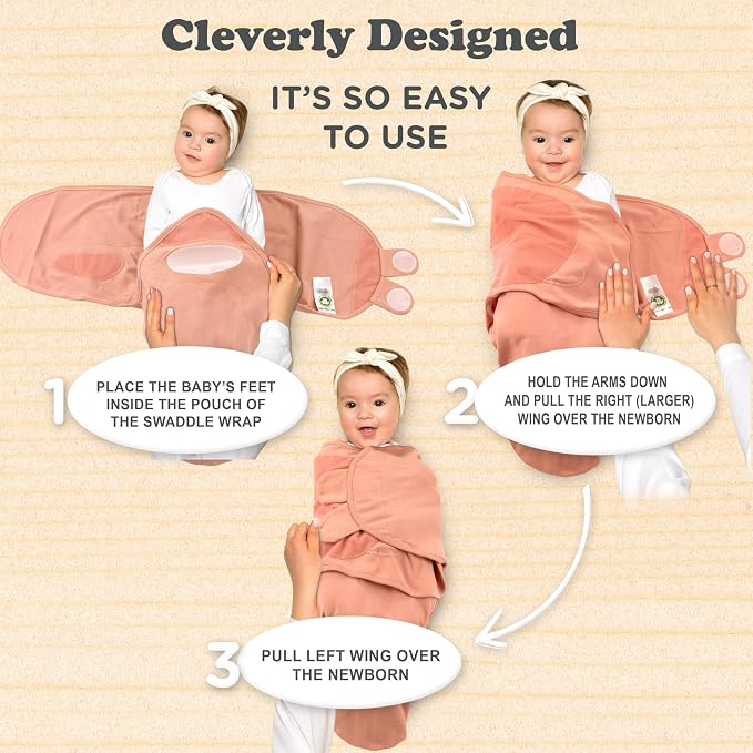 Newborn Swaddle Sleep Sacks - Infant 0-3 Months, Swaddles for Newborns Baby Girls Boys, 100% Organic Cotton Nursery Swaddling Blankets (3-Pack)