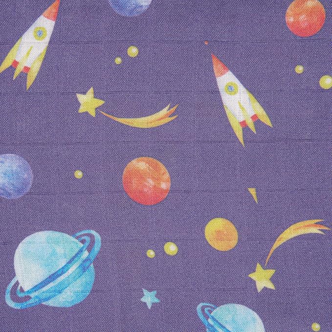 immispace - Ultra Soft Swaddle Blanket | Muslin Blankets for Girls & Boys | Newborns & Infants Gifts | 30% Organic Cotton + 70% Rayon | Large 47" x 47" | Machine Washable (Rocket)