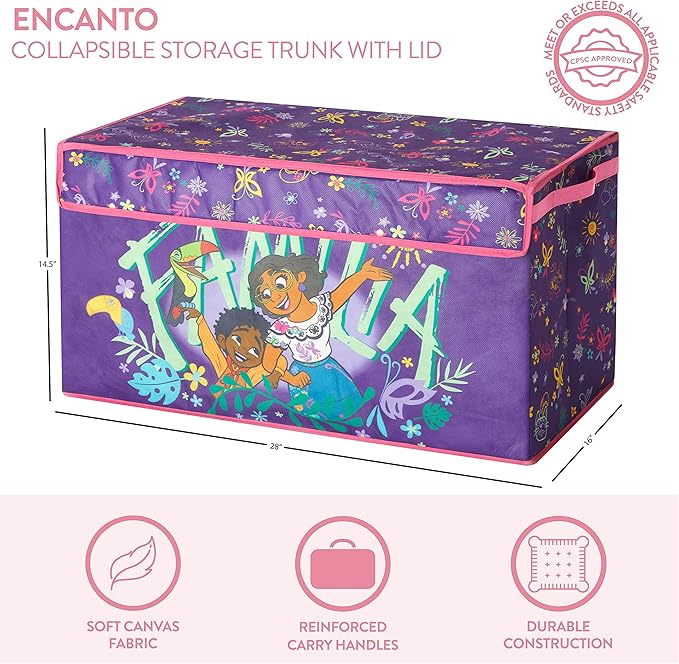 Idea Nuova Disney Encanto Collapsible Children?™s Toy Storage Trunk, Durable with Lid