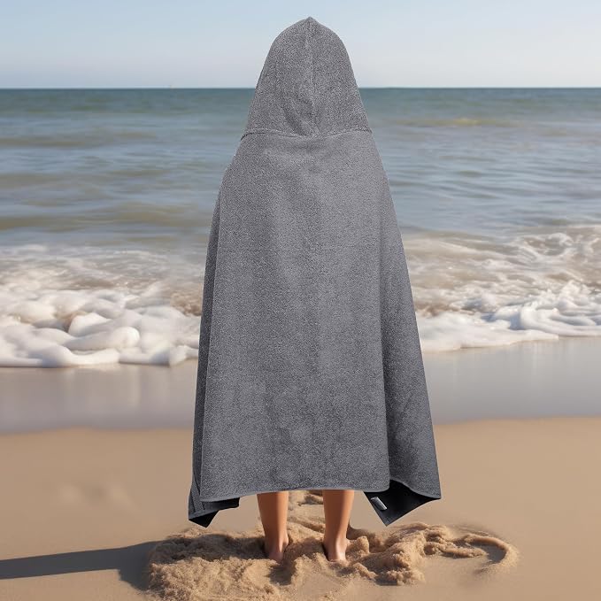 ORIGINAL KIDS Hooded Bath Towel Wrap - Ultra Soft 100% Cotton Terry Large Oversized Hooded Kids Towel - Toddler Big Kid Shower Pool Beach Towel - Absorbent Quick Dry Easy Care Gift - 30x54 - Charcoal