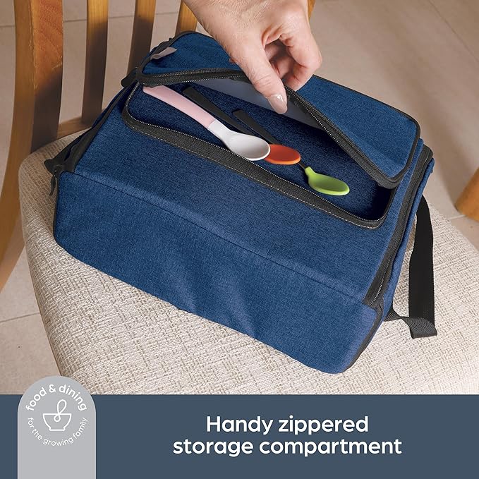 Dreambaby Grab ?˜N Go Travel Booster Seat ??Portable Toddler High Chair for Dining (6M-3Y) with Storage & Shoulder Strap