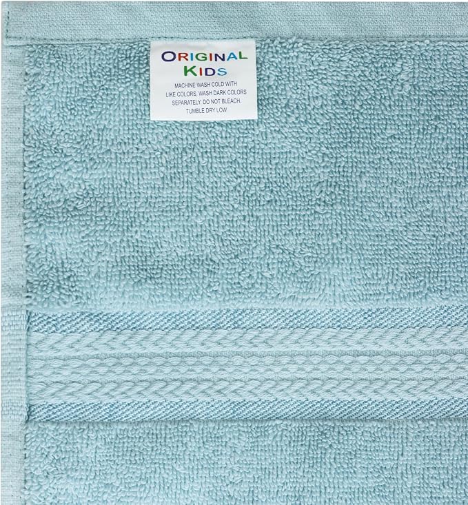 ORIGINAL KIDS Hooded Bath Towel Wrap - Ultra Soft 100% Cotton Terry Large Oversized Hooded Kids Towel - Toddler Big Kid Shower Pool Beach Towel - Absorbent Quick Dry Easy Care - 30 x 54 - Light Blue