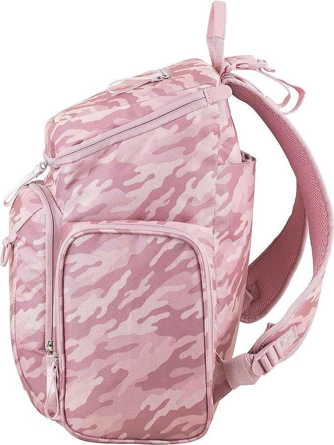 BODHI Baby Tech Top Loader Diaper Bag Backpack with removable changing pad, Unisex, for Moms and Dads - Pink Camo