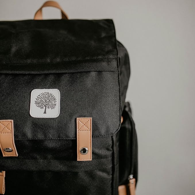 Parker Baby Co. Diaper Backpack - Large Diaper Bag with Insulated Pockets, Stroller Straps and Changing Pad -Birch Bag - Black