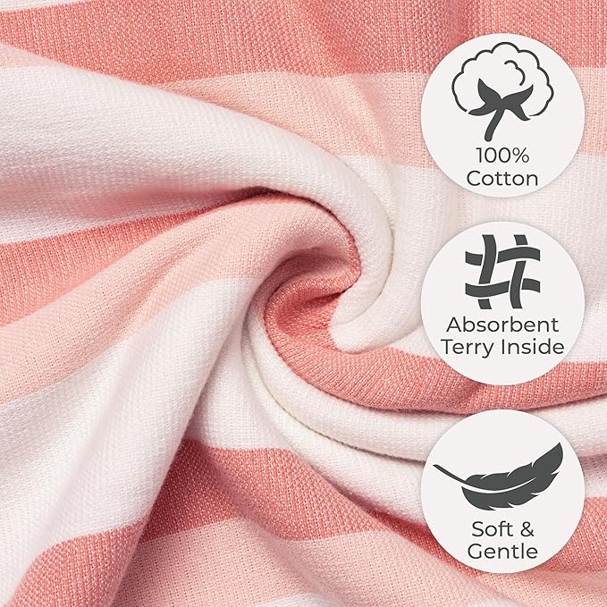 Nora's Nursery Hooded Baby Towels 50x50cm | Ultra Soft 350GSM Baby Hooded Towel for Boys & Girls | Absorbent, Quick Dry Hooded Bath Towel for Babies 0-3 Years | Premium Kids Hooded Bath Towel (Coral)