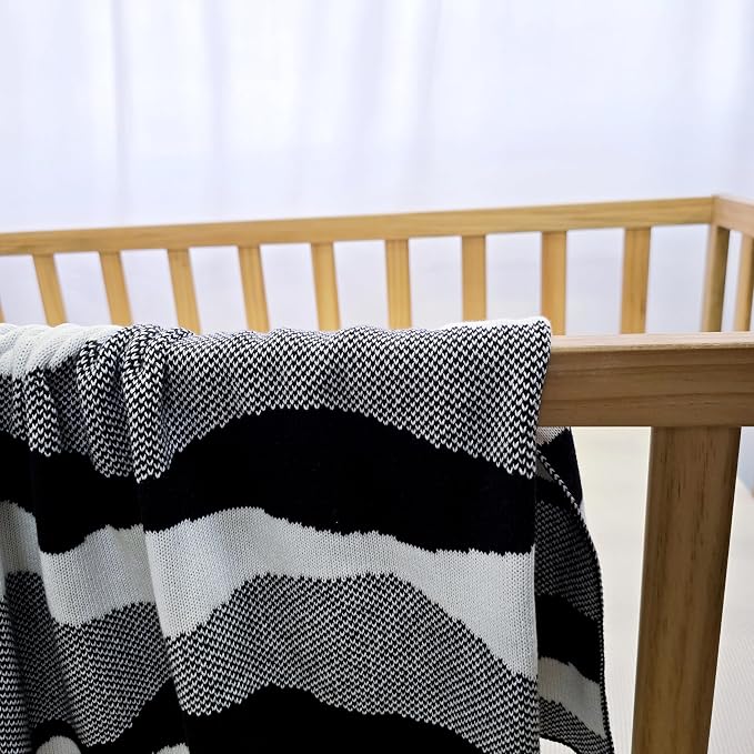 The Rolling Waves Blanket - 100% Organic Cotton Baby Blanket, American Made, 30x40in - Bassinet, Crib, Stroller - Gift Registry Baby Shower for Newborns and Kids