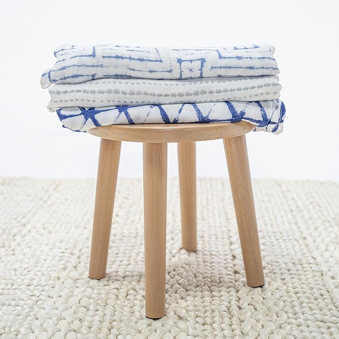 aden + anais Silky Soft Swaddle Blanket,100% Viscose from Bamboo Muslin Blankets for Girls & Boys, Baby Receiving Swaddles, Ideal Newborn & Infant Swaddling Set, 3 Pack, Indigo Shibori