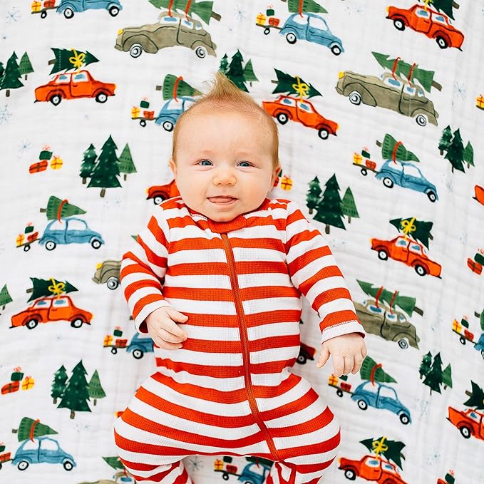 Little Unicorn Holiday Haul Cotton Muslin Swaddle Blanket | Single | 100% Cotton | Super Soft | Newborns and Infants | Large 47" x 47" | Machine Washable