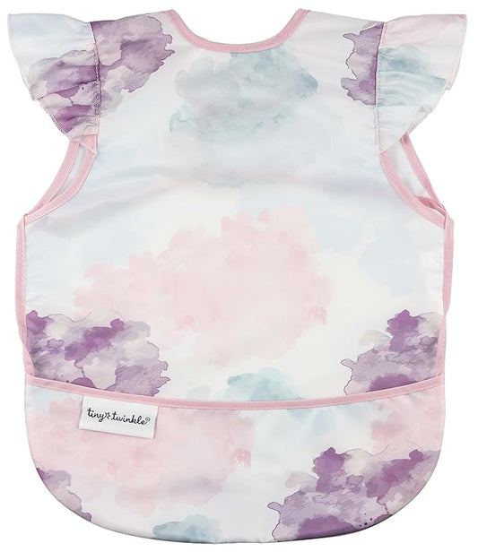 Tiny Twinkle Mess Proof Baby Bib for Girls | Waterproof Toddler Bib for Eating | Baby Apron for Feeding | Machine Washable | Perfect Shower Gift (Cotton Candy, 6??4M)