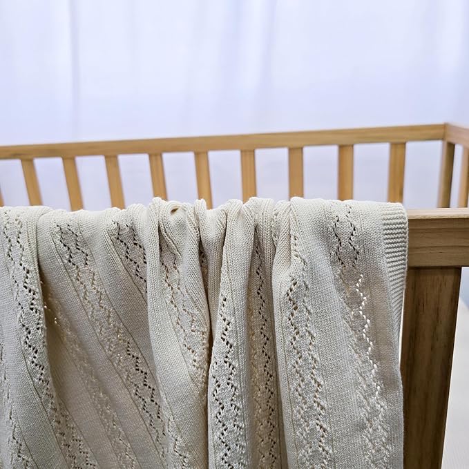 The Vintage Blanket - 100% Organic Cotton Baby Blanket, American Made, 30x40in - Bassinet, Crib, Stroller - Gift Registry Baby Shower for Newborns and Kids (Oat)