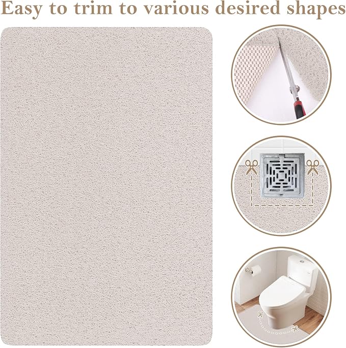 Shower Mat Bathtub Mat Non-Slip,36x16 inch, Soft Tub Mat with Drain,PVC Loofah Bath Mat (Phthalate Free) for Tub and Bathroom,Quick Drying,White
