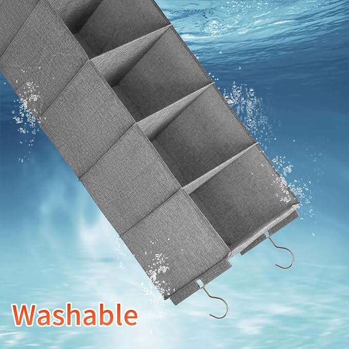 Large Hanging Sweater Organizer for Closet,Collapsible 6-Shelf Hanging Closet Shelves with Drawers, Washable (Grey-6 Shelf-1 d)
