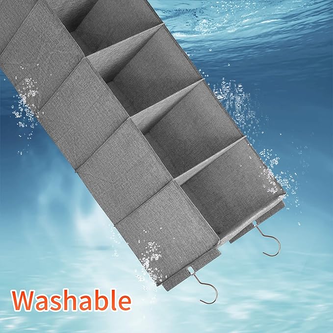 Large Hanging Sweater Organizer for Closet,Collapsible 6-Shelf Hanging Closet Shelves with Drawers, Washable (Grey-6 Shelf)