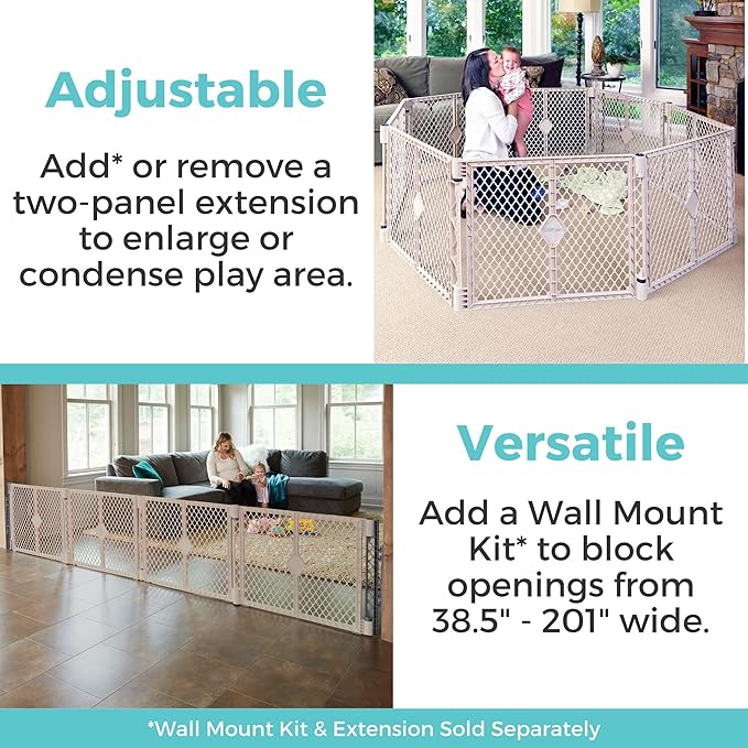 Toddleroo by North States - Superyard Baby Play Yard: Freestanding 6-Panel Baby Playpen - Indoor or Outdoor Use - Made in USA - Encloses Up to 18.5 Square Feet - 26 Inches Tall - Sand